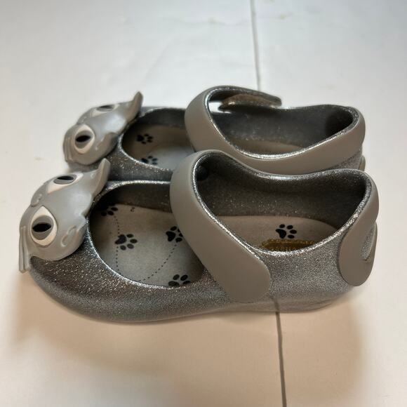 Mini Melissa Kitty Cat Silver Shoes - Size 6 - Picture 2 of 5